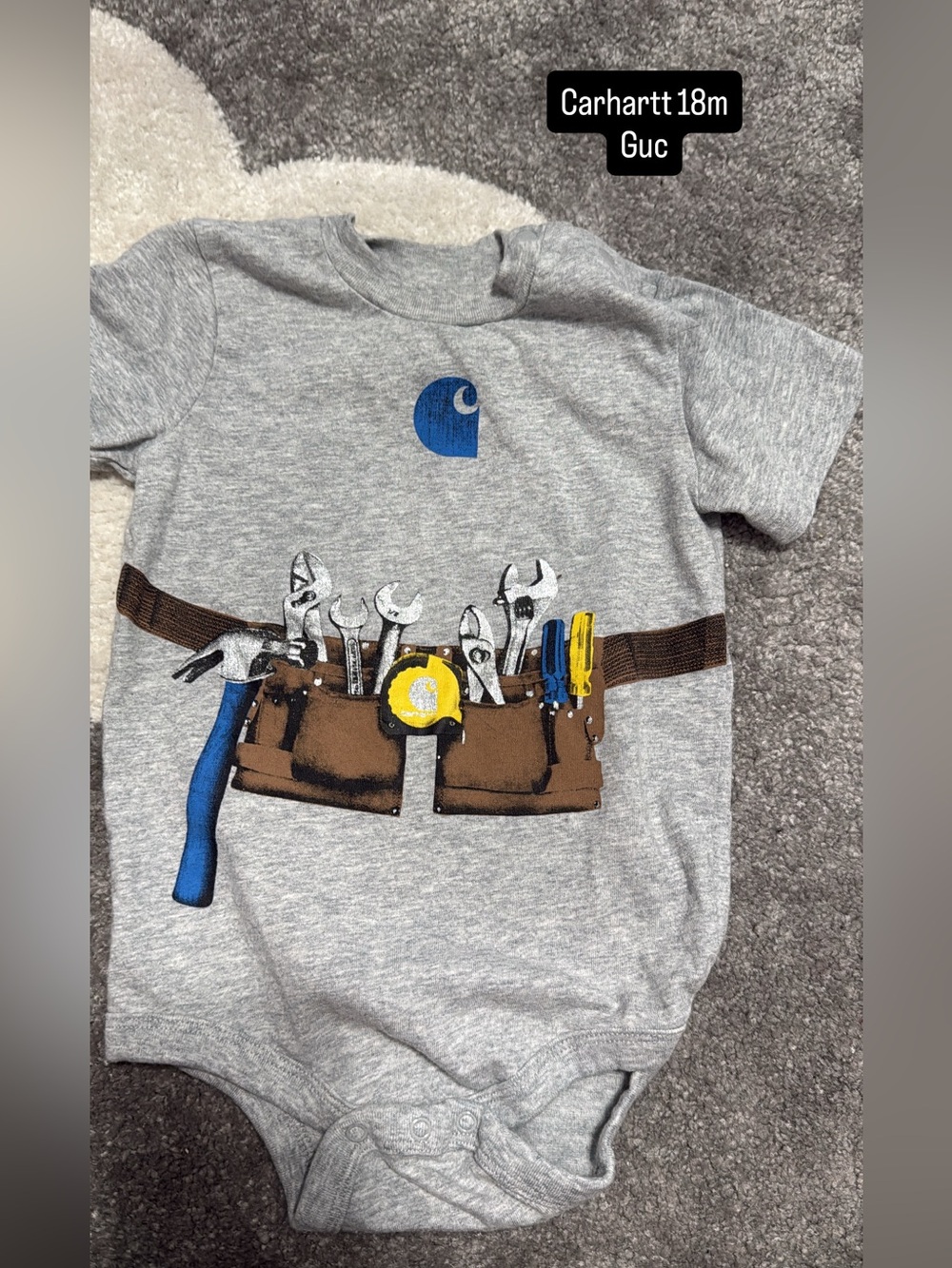 Carhartt Gray Bodysuit with Tool Belt Graphic